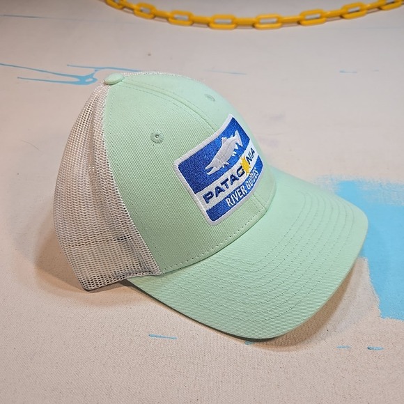 Patagonia River Guides Mint Green Mesh Trucker Hat OSFA Richardson Snapback Fish - Picture 2 of 4